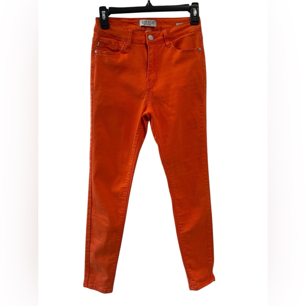 Judy Blue Jeans, Womens 3/27, Orange, Mid Rise, Skinny Fit, Stretch Denim